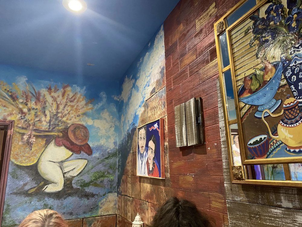 Hand-painted mural in the dining room