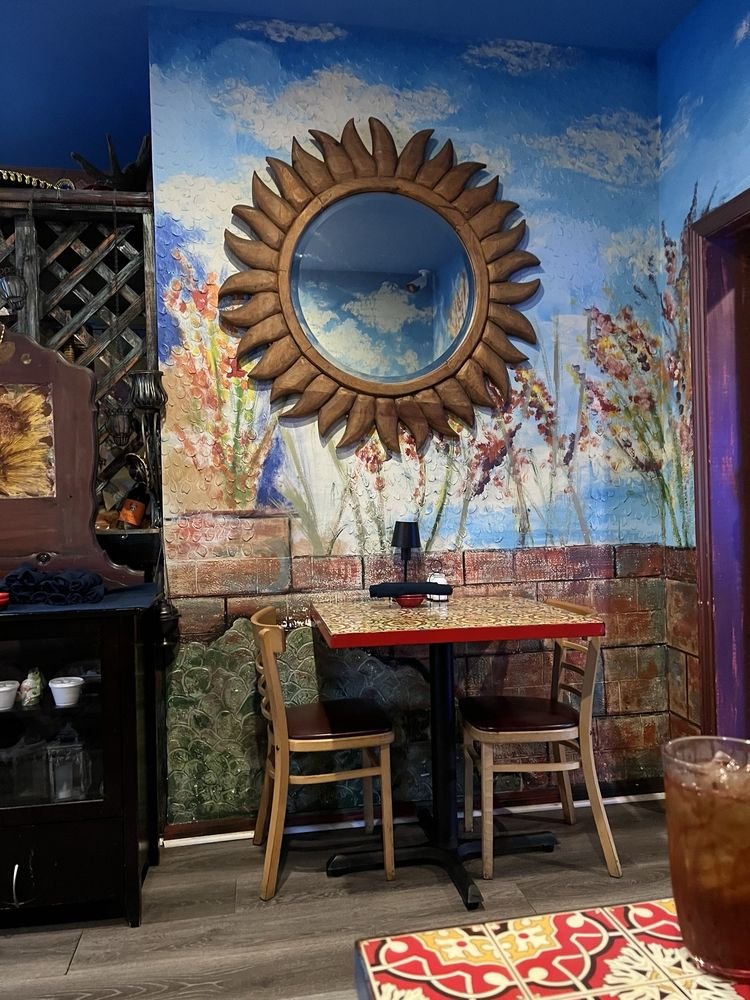 Sun mirror over sky mural