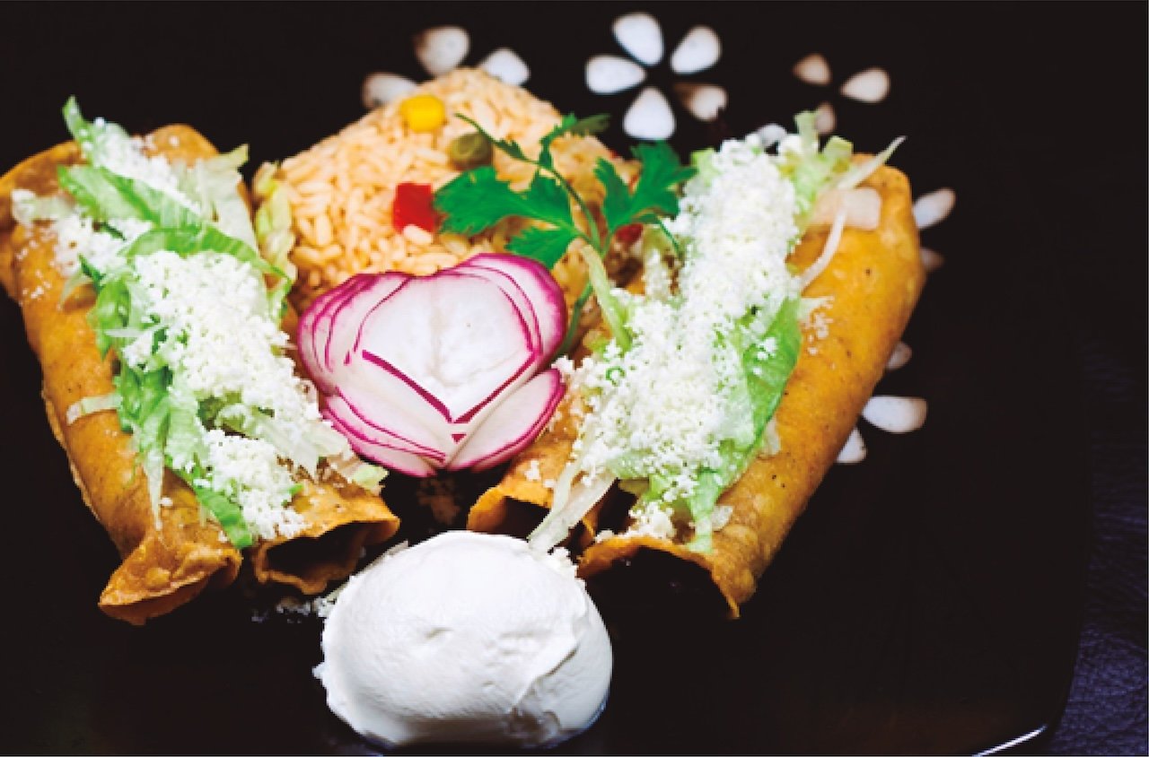 Golden flautas with lettuce and cheese